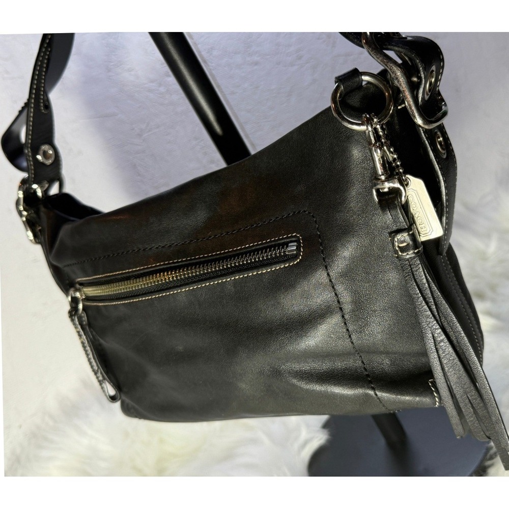 Coach Ergo Black Leather Shoulder Bag Hobo Silver Hardware G04S-1417